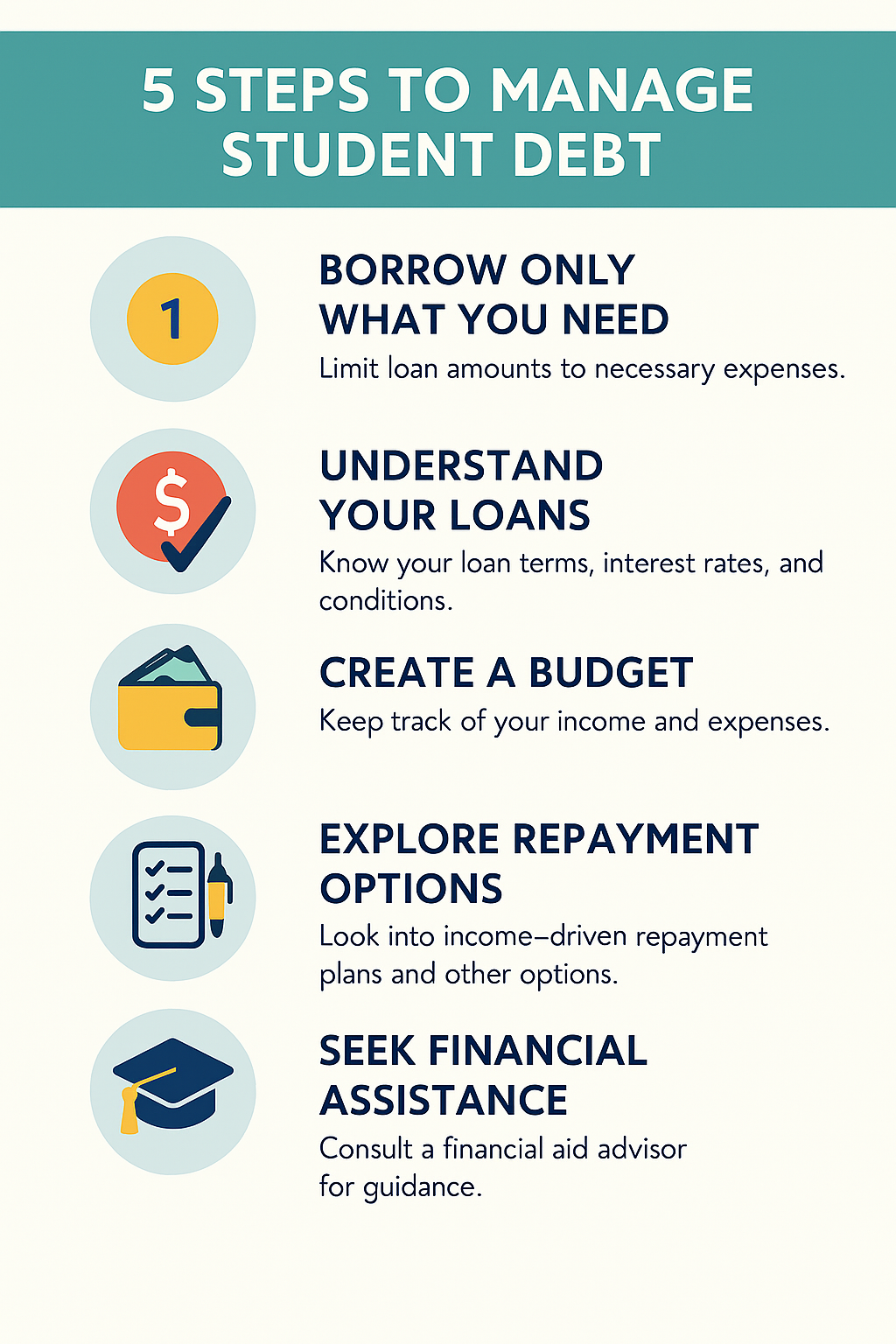 Five steps to manage student debt